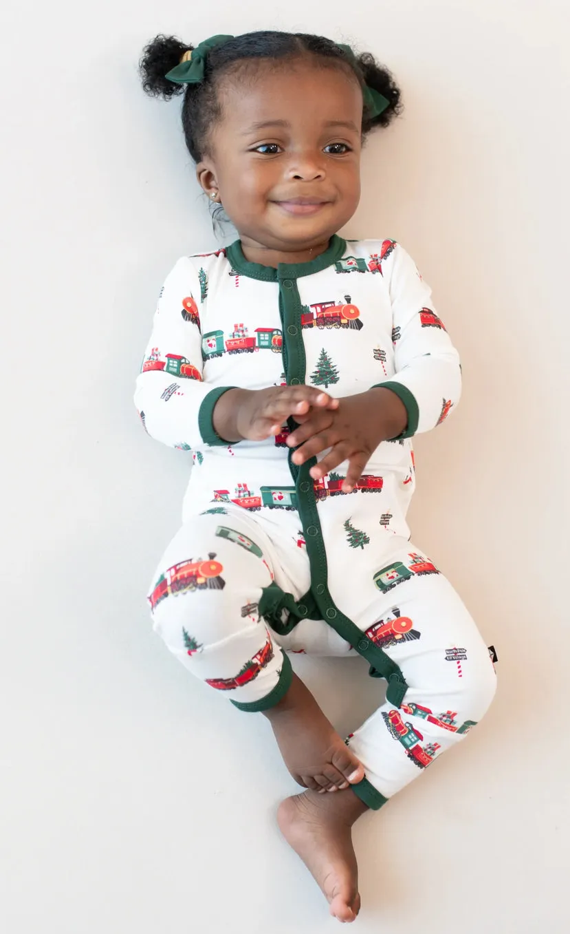 Kyte Baby - Button Romper - Holiday Train