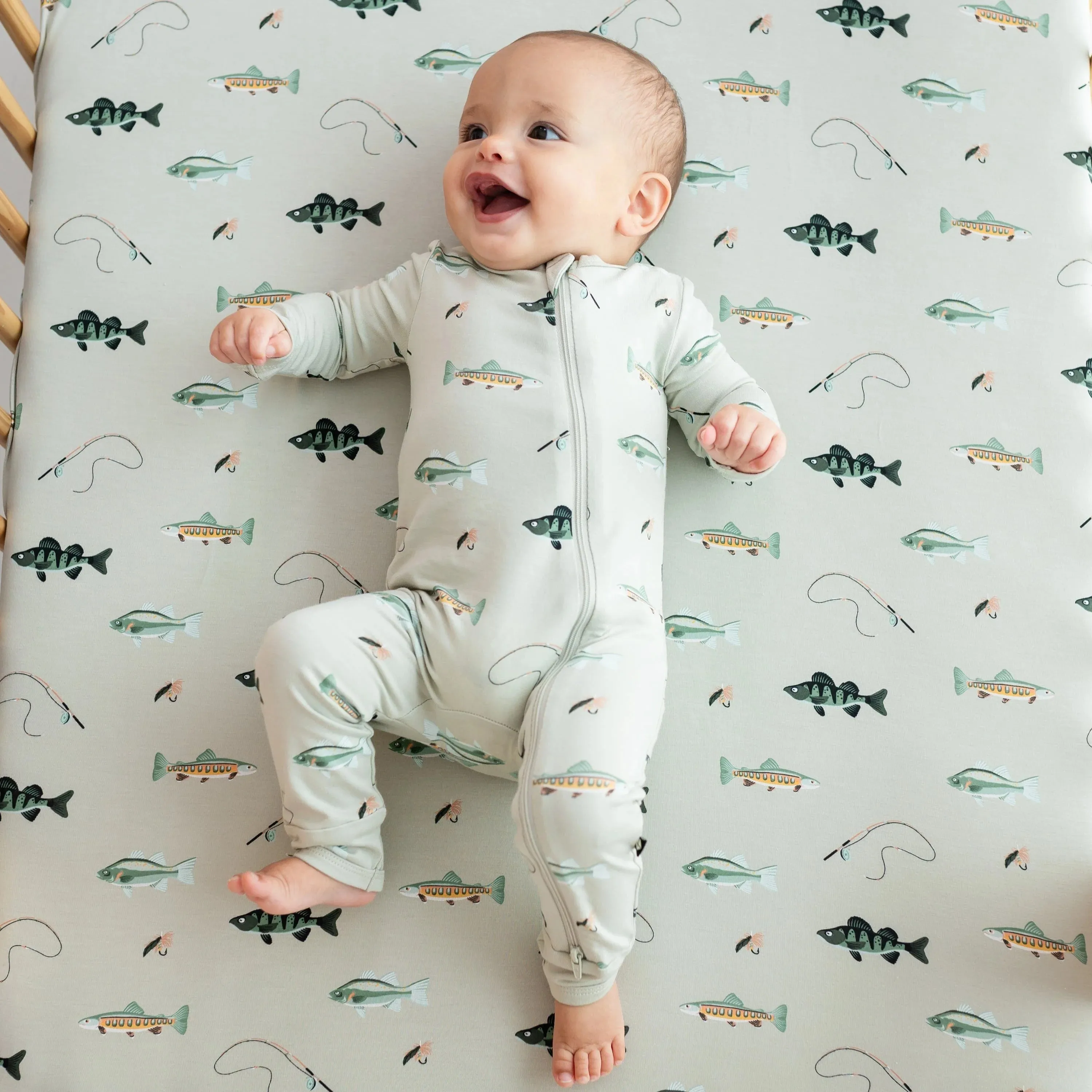 Kyte Baby - Zippered Romper - Fishing