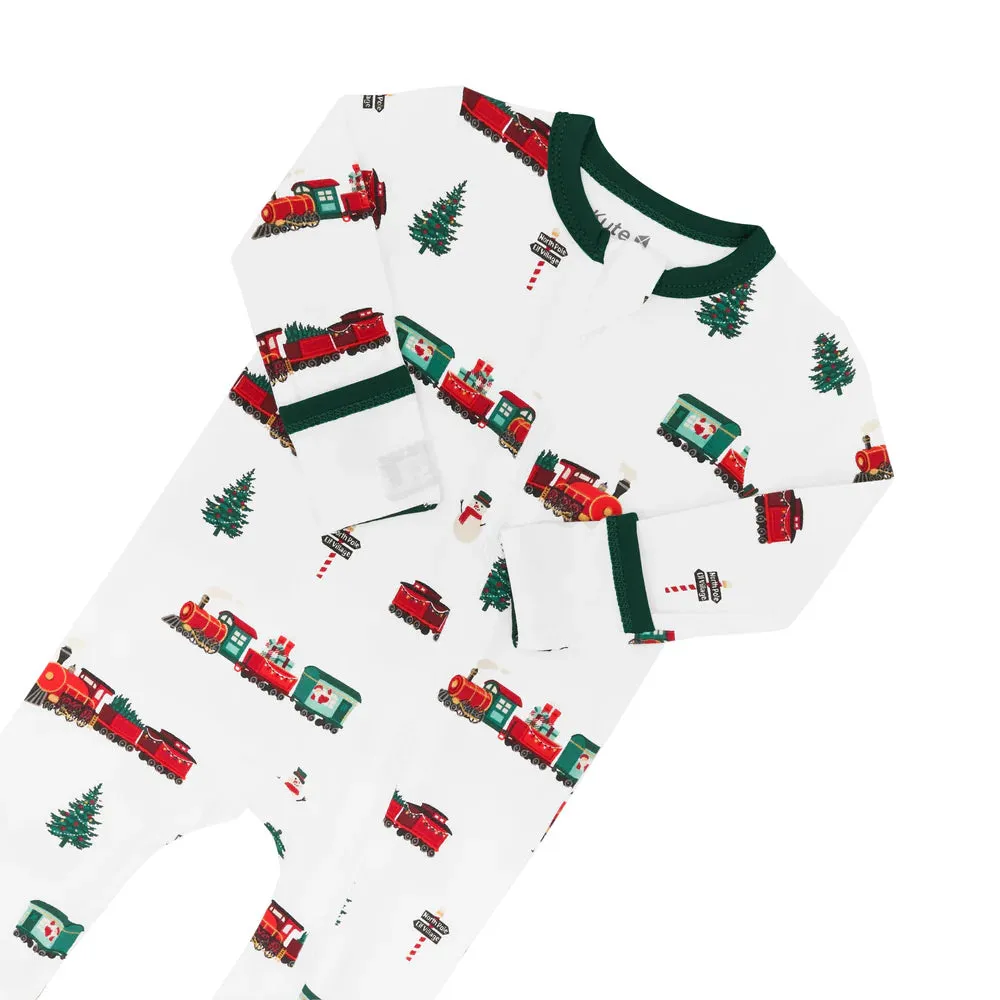 Kyte Baby Zippered Romper - Holiday Train