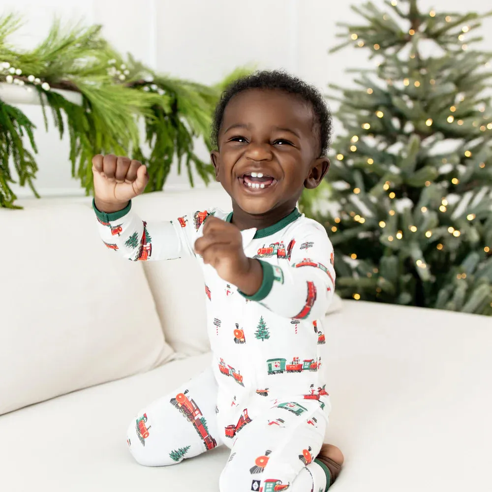 Kyte Baby Zippered Romper - Holiday Train