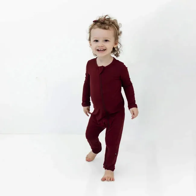 Kyte Baby Zippered Romper in Burgundy