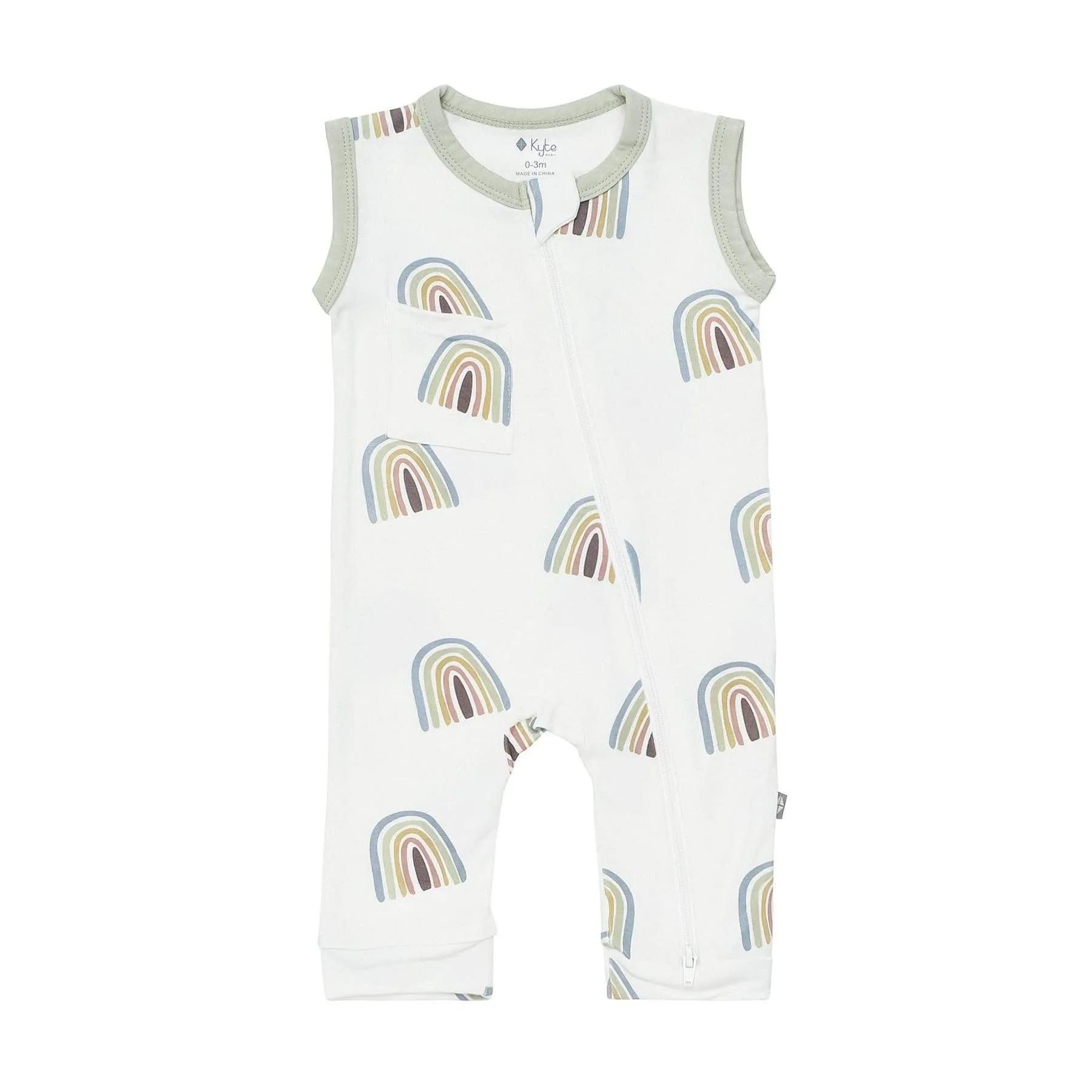 Kyte Zippered Sleeveless Romper- Aloe