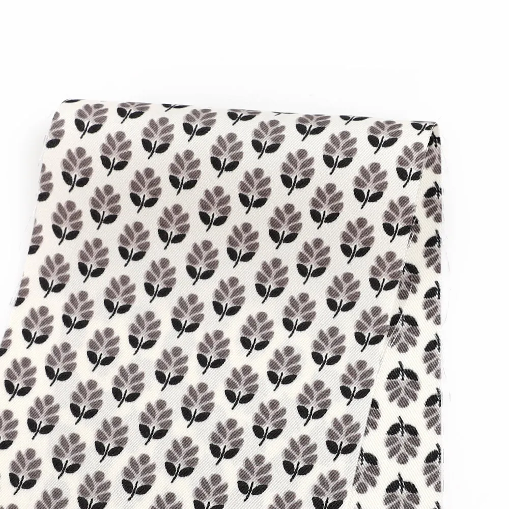 Leaf Motif Poly Twill - Monochrome