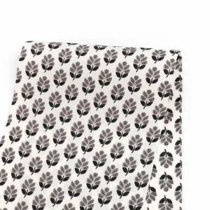 Leaf Motif Poly Twill - Monochrome