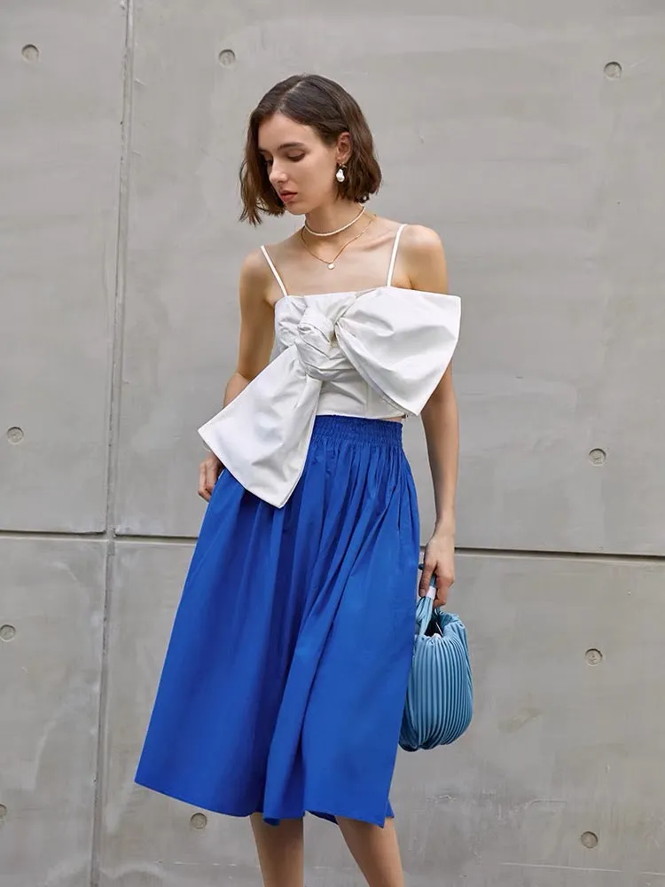 Lei Oversized Bow Cami Top in White