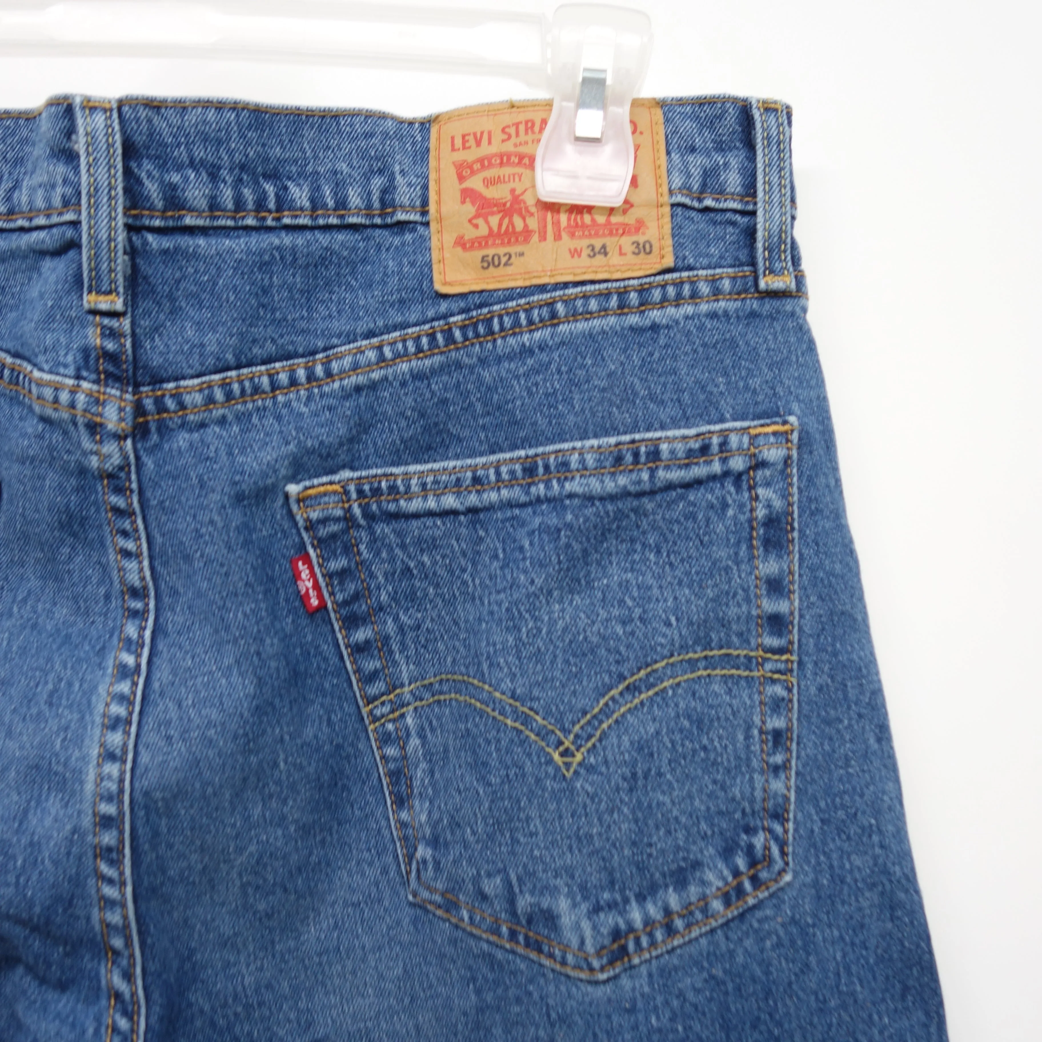 Levi's Mens 502 0363 Regular Taper Fit Medium Blue Fashion Denim Jeans Size 34 x 30