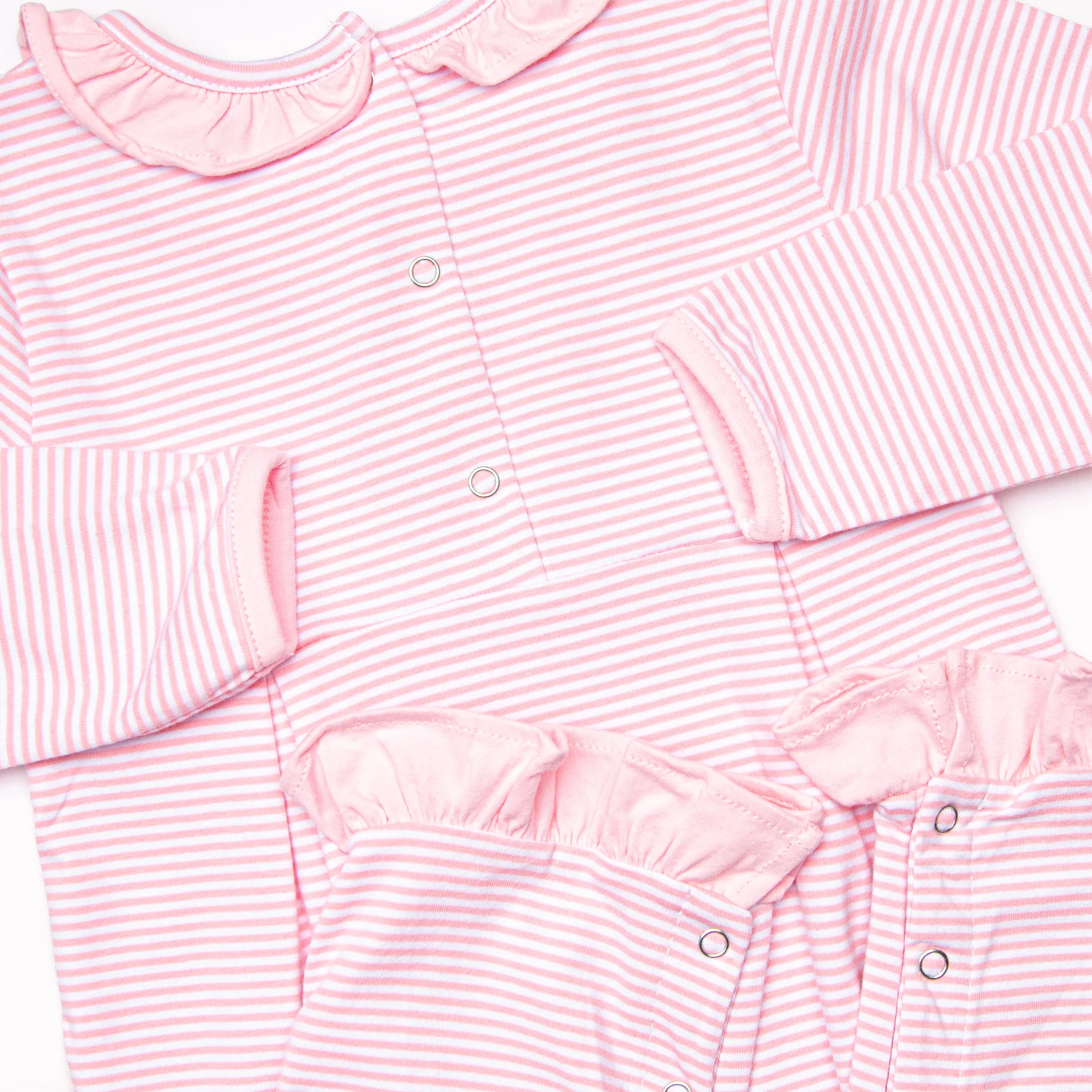 Lexie Ruffle Romper, Pink Stripe