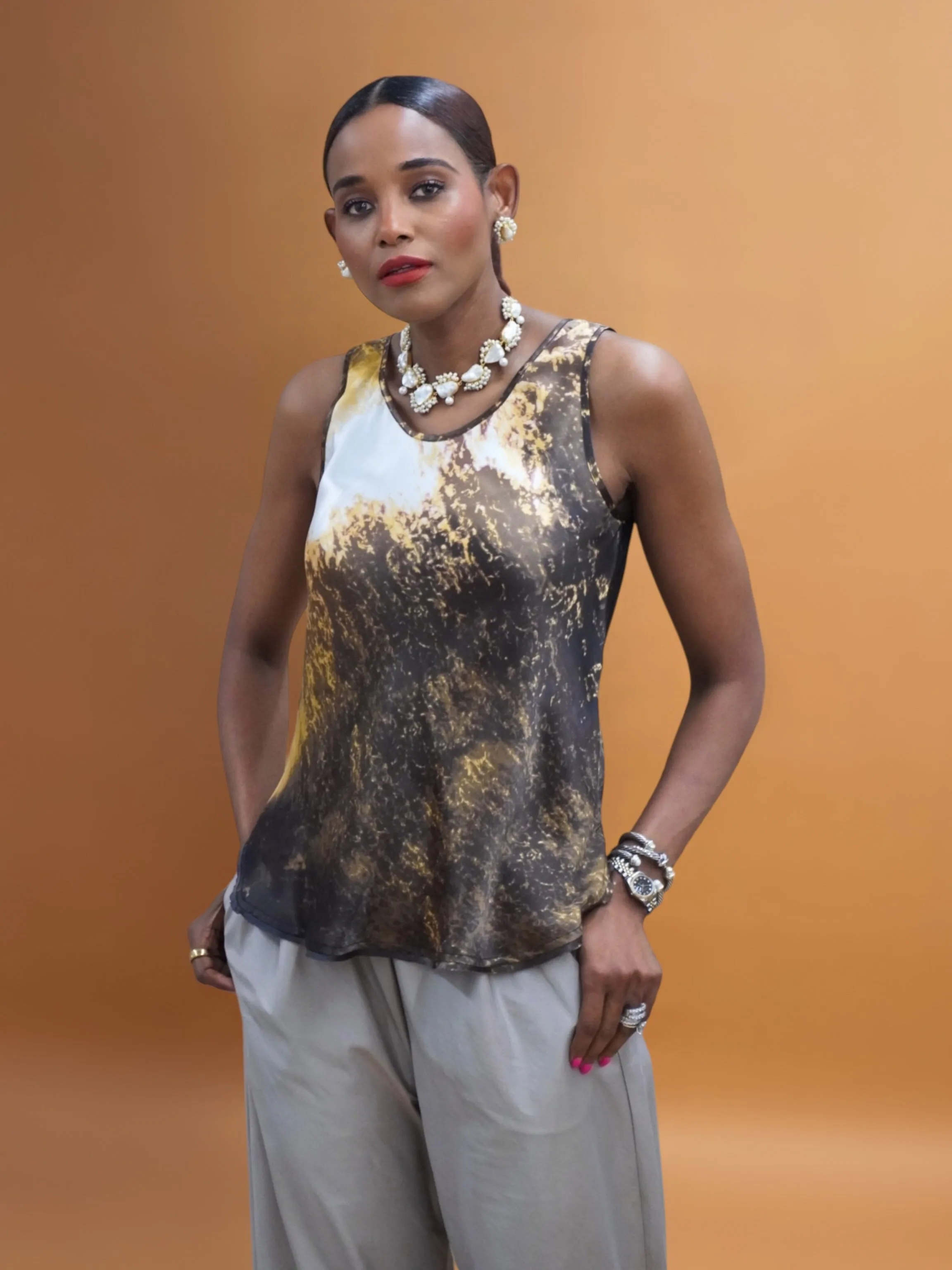Liora Silk Tank Top for Tall Women