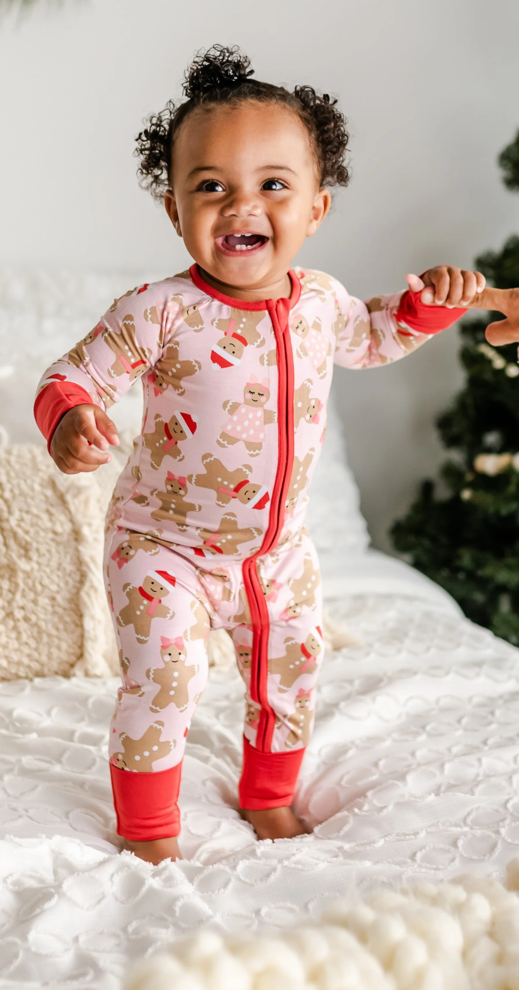 Little Sleepies Pink Gingerbread Bamboo Convertible Romper/Sleeper