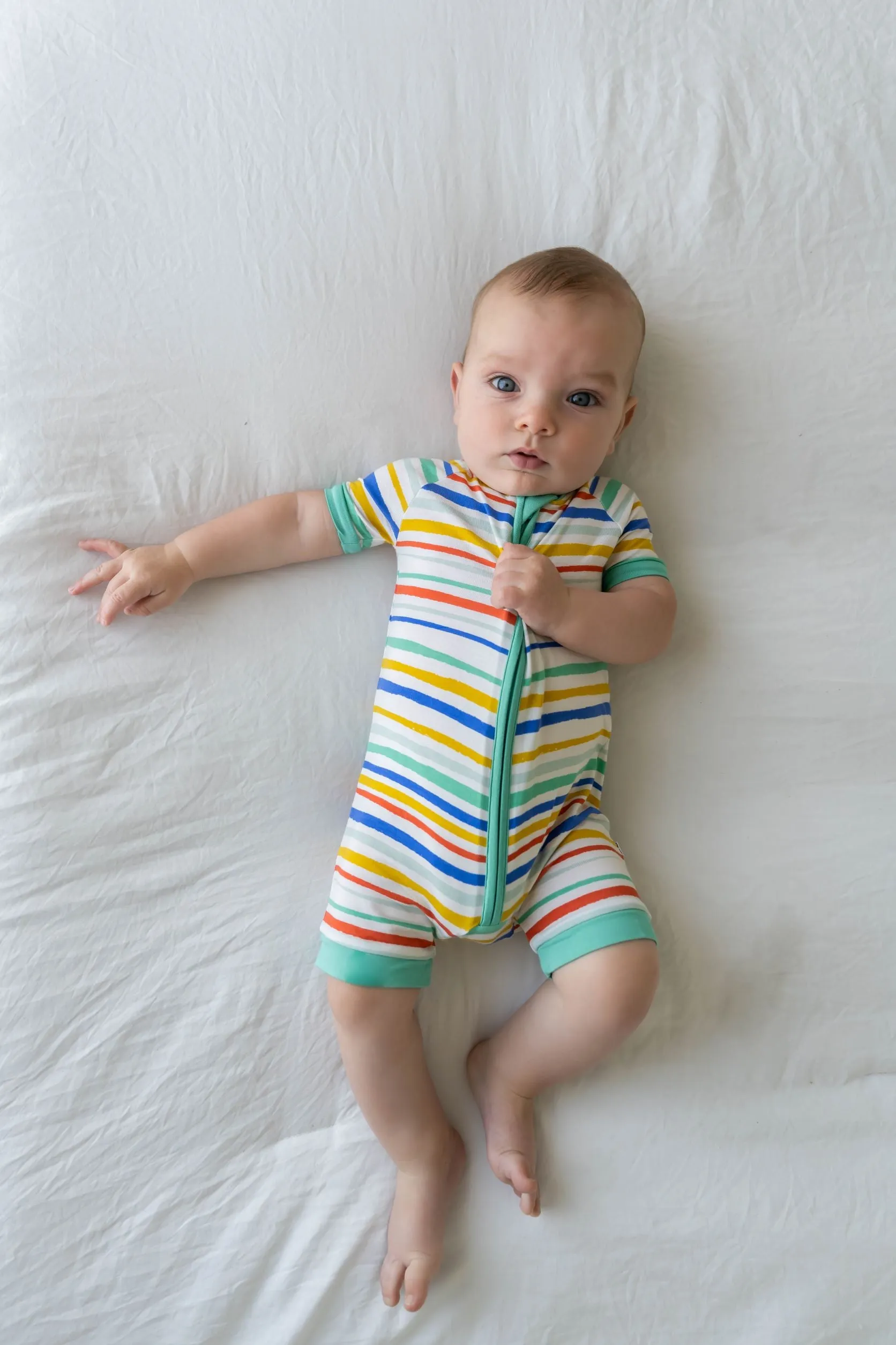 Little Sleepies Summer Stripe Shorty Romper/Sleeper