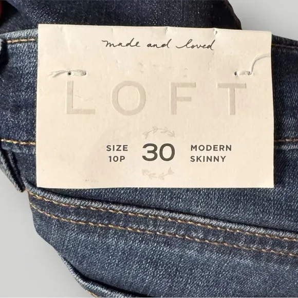 LOFT | Modern Skinny Jeans Button Fly Raw Cut Hem Dark Wash