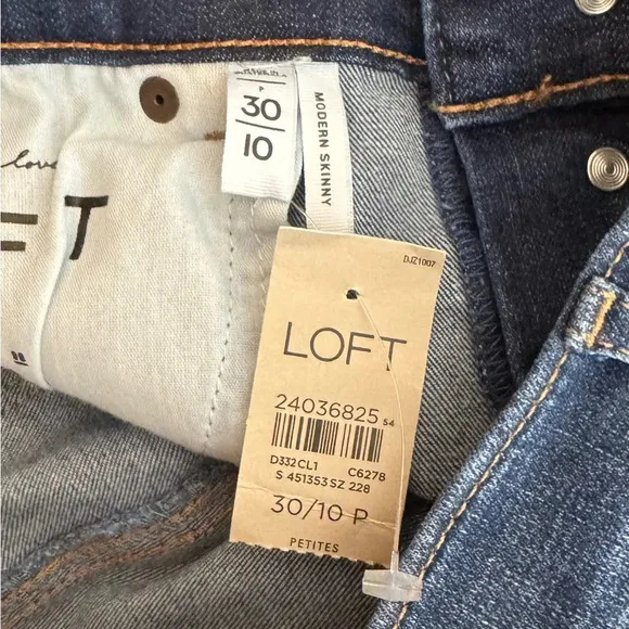 LOFT | Modern Skinny Jeans Button Fly Raw Cut Hem Dark Wash