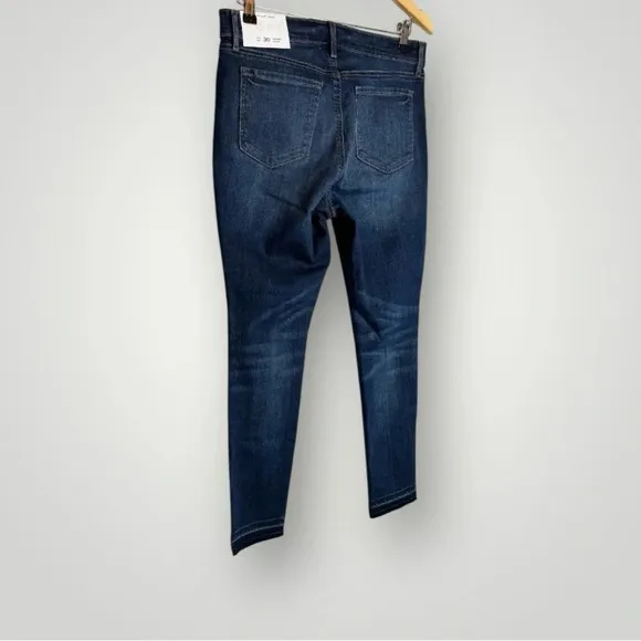 LOFT | Modern Skinny Jeans Button Fly Raw Cut Hem Dark Wash
