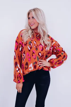 Lola Leopard Print Sweater - Camel