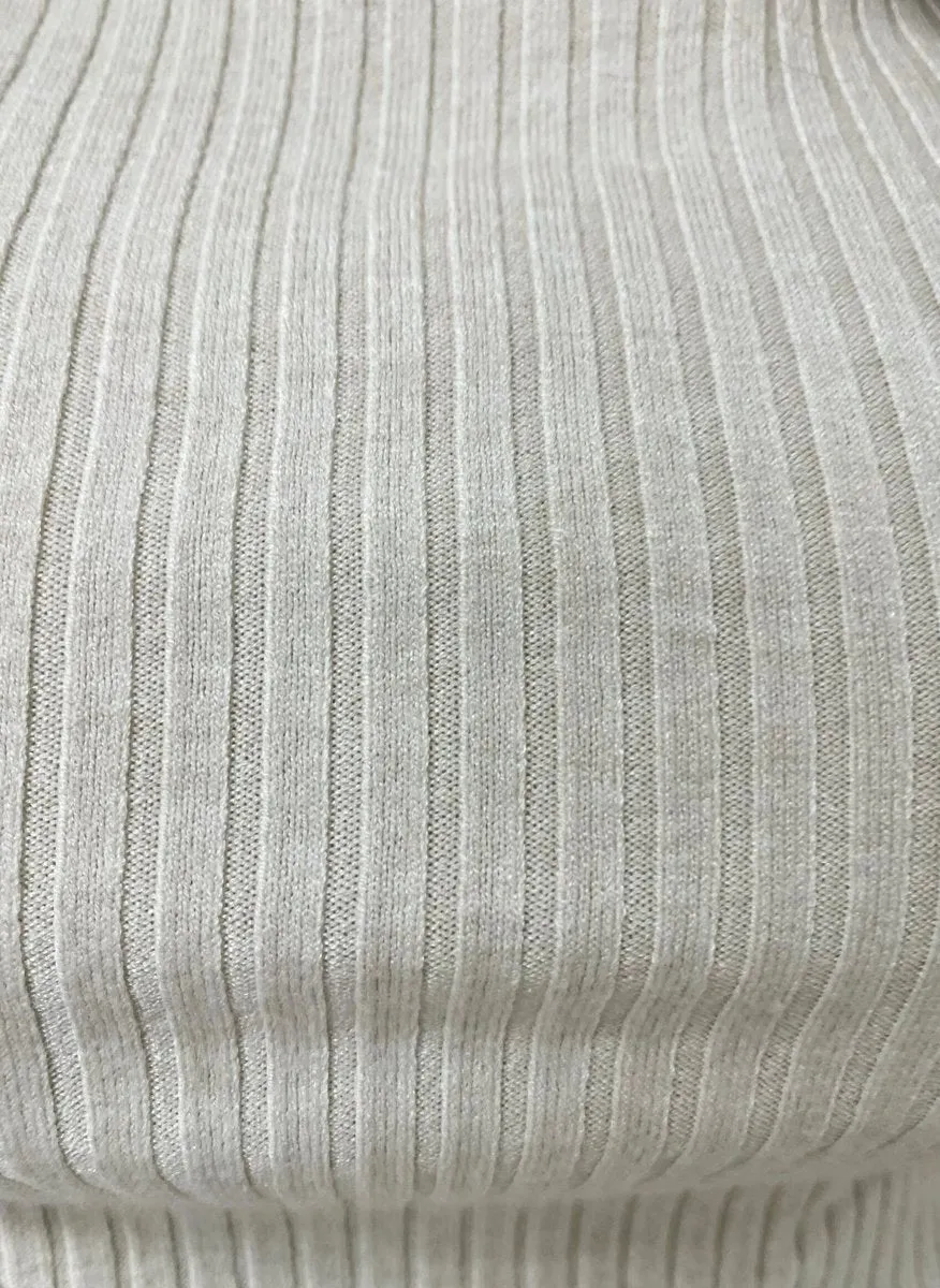 Long Sleeve High Neck Ribbed Knitted Top
