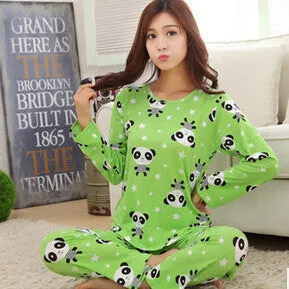 Long sleeve thin nightdress lady lovely milk silk female sleepwear casual comfortable women pajamas set