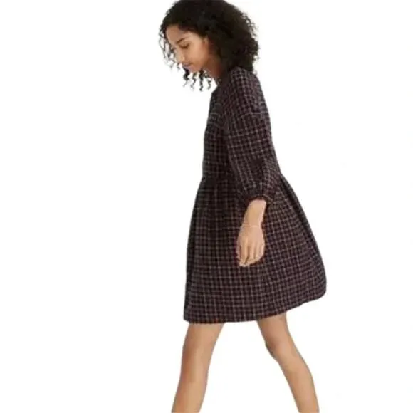 Madewell Plaid Flannel Raglan Button Front Shirtdress Size 4