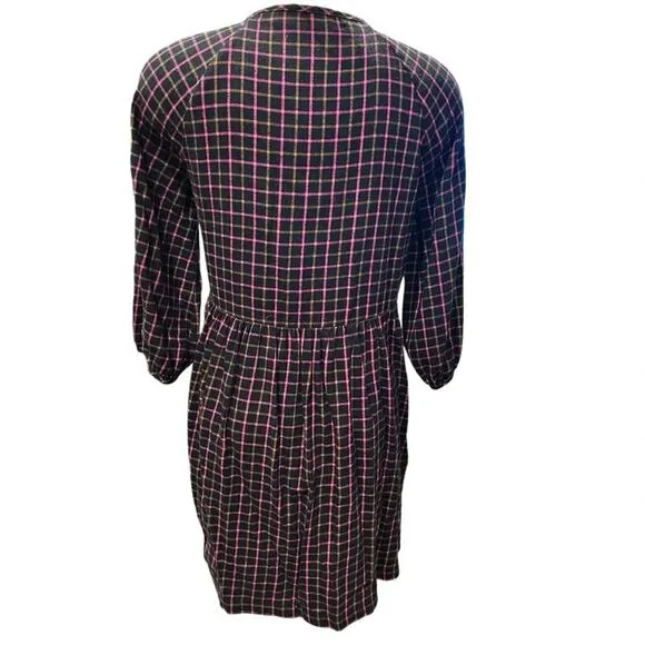 Madewell Plaid Flannel Raglan Button Front Shirtdress Size 4