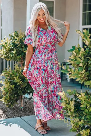 Mara V-Neck Bright Floral Maxi Dress
