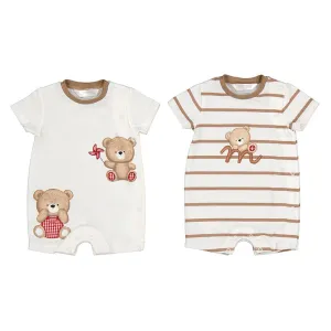 MAYORAL - Baby Bear Two Pack Rompers - Natural