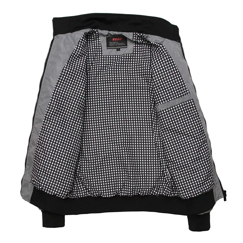 Men's Airy Windbreaker Jacket with Pockets and Stand Collar