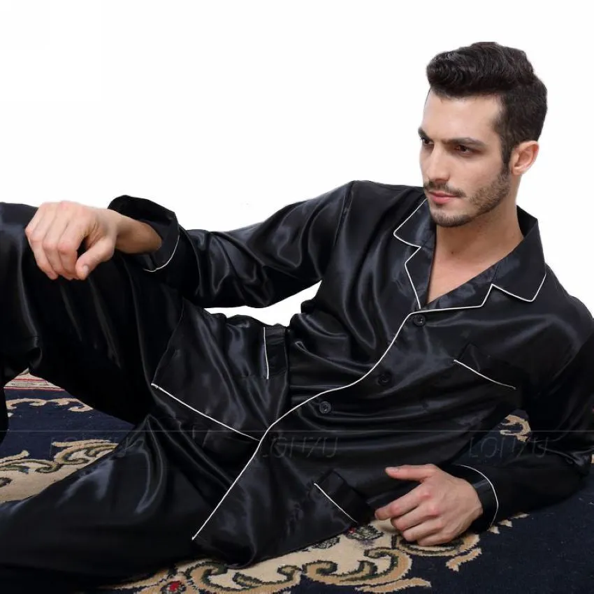 Mens Silk Satin Pajamas Pyjamas Set Sleepwear Set Loungewear