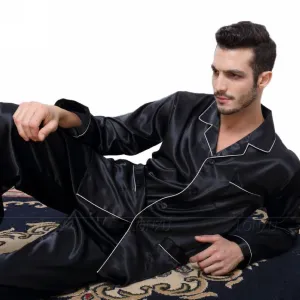 Mens Silk Satin Pajamas Pyjamas Set Sleepwear Set Loungewear