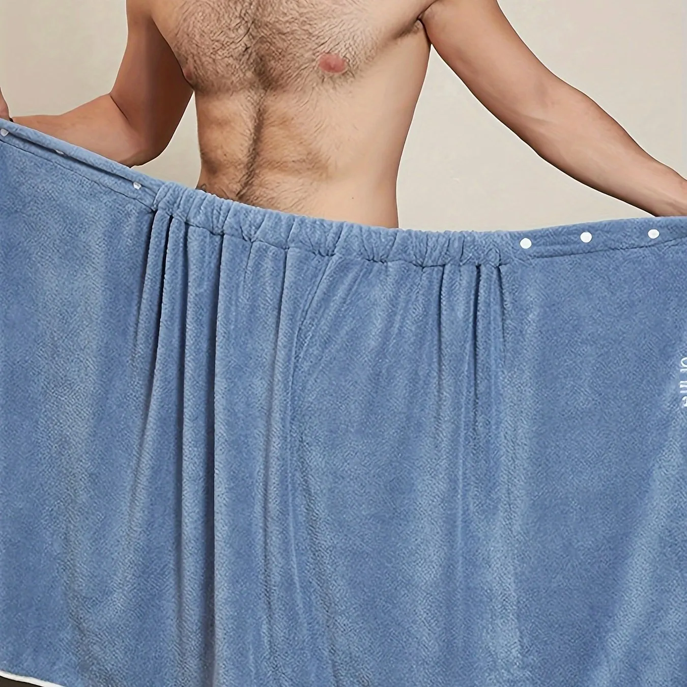 Mens Stylish Letter Bath Towel Skirt - Ultra-Soft Coral Fleece, Adjustable & Quick-Drying, with Secure Button Closure for Ultimate Comfort and Convenience