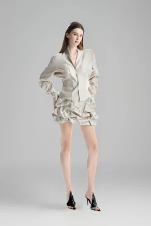 MUST HAVE • Silver Stand Collar Blouse with 3 Buttons