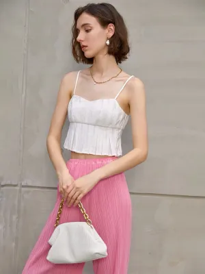 Naua Pleated Camisole Top in White