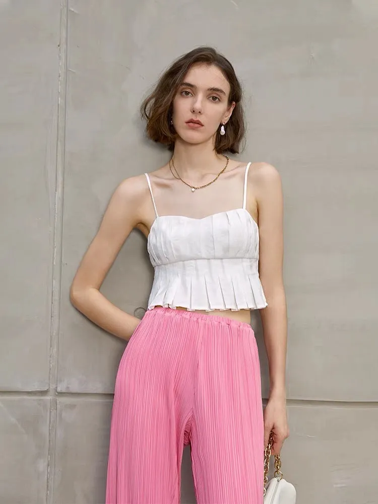 Naua Pleated Camisole Top in White