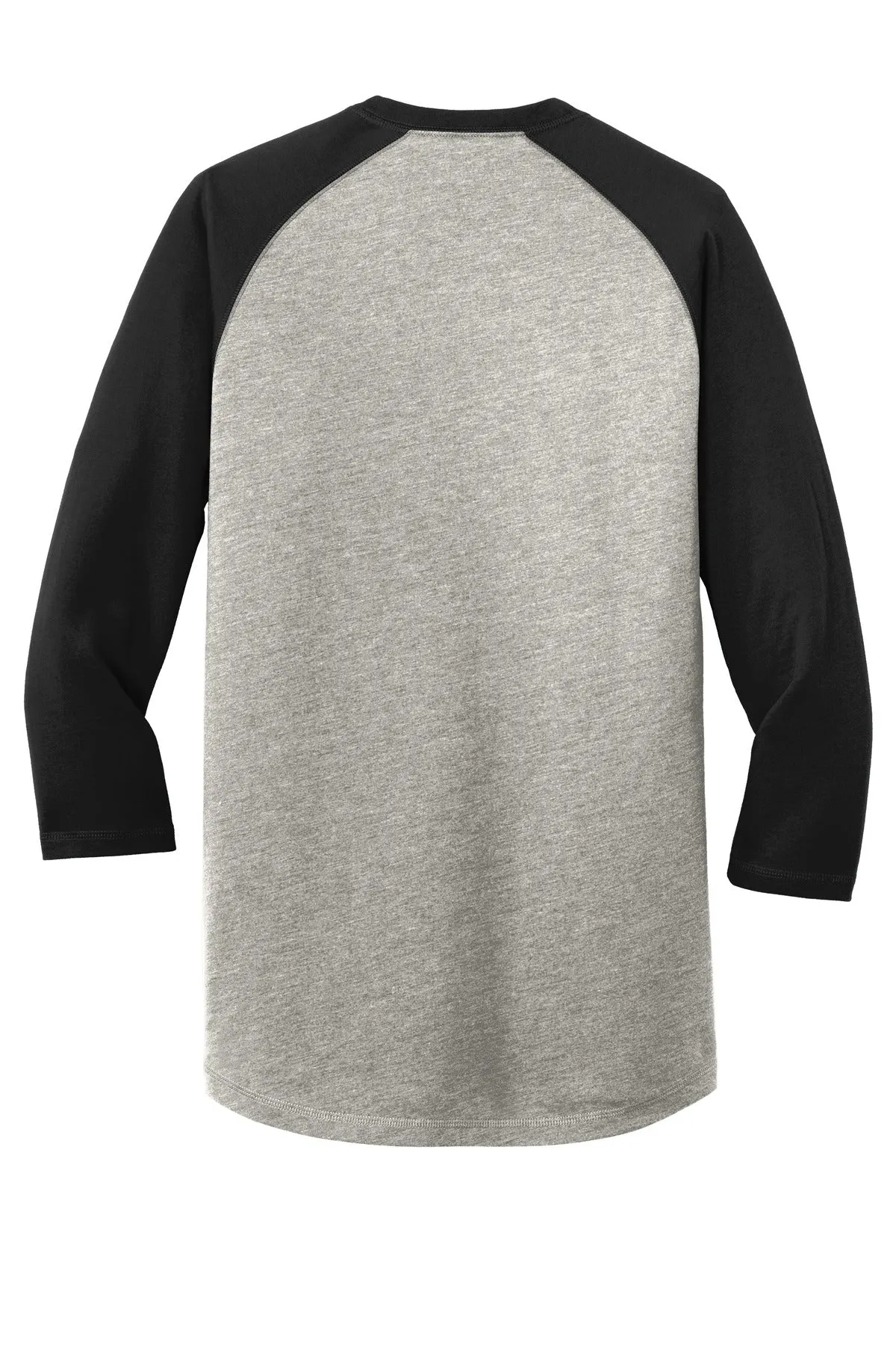 New Era  Heritage Blend 3/4-Sleeve Baseball Raglan Tee. NEA104 Black/ Rainstorm Grey Heather