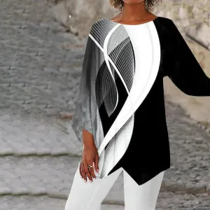 NEW Retails $90 Bovuf Modern Geometric Long Sleeve Tunic Top Sz XL