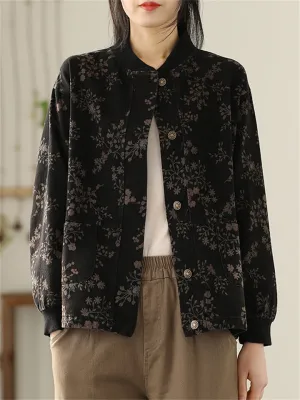 New Type Printing Stand-Up Collar Jackets For Women