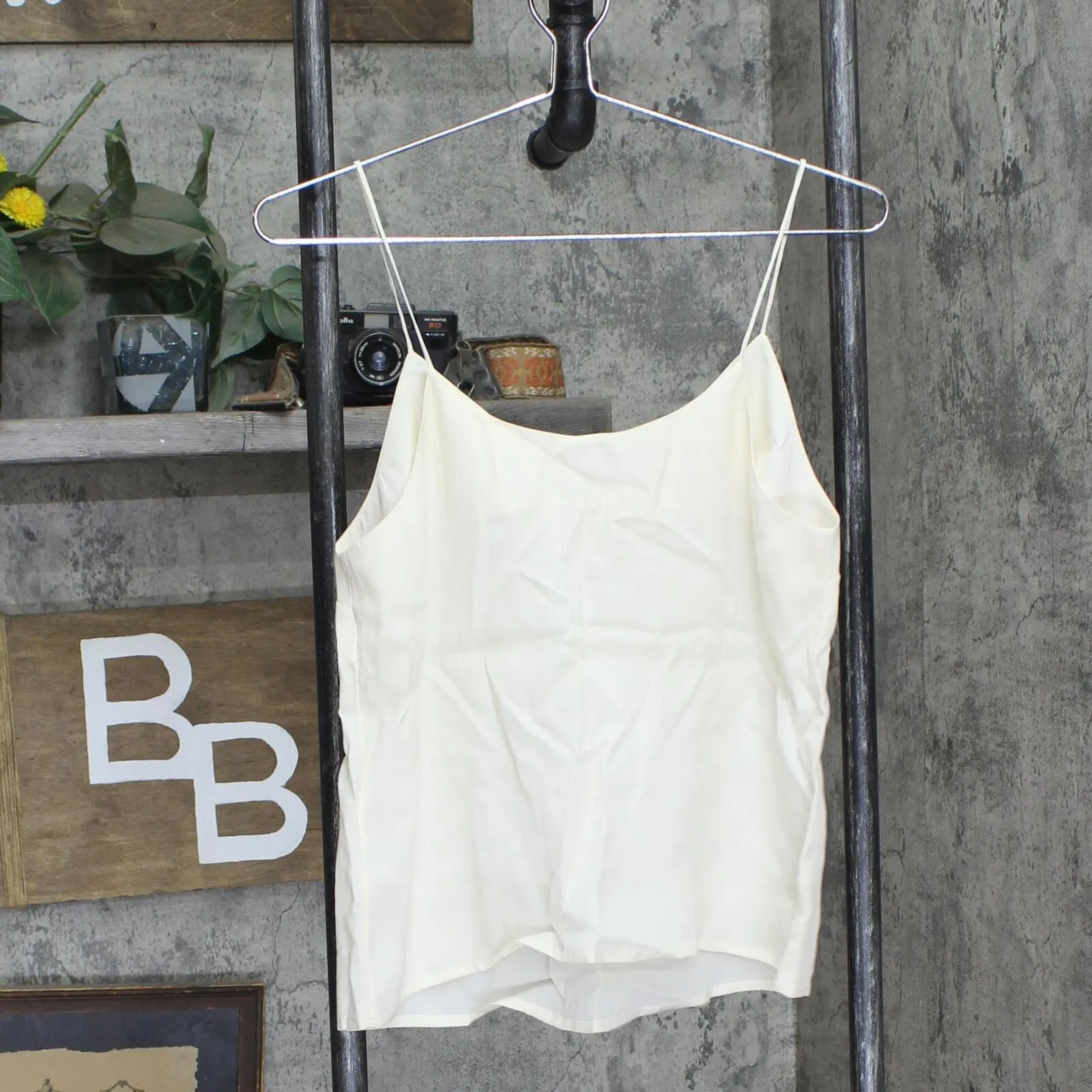 Nine West Womens Spaghetti Strap Woven A-Line Cami Cream Off White S