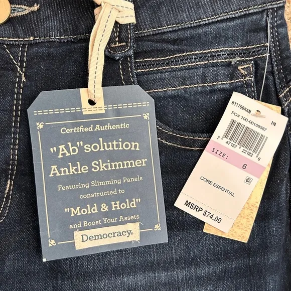 NWT Democracy Ab Solution Core Essential Women's Dark Blue Jeans 6