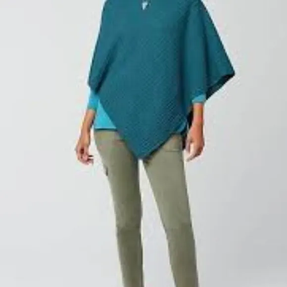 NWT JJill Women's Teal Assymetrical Knit Dragonfly Ribbed Poncho Small to Large