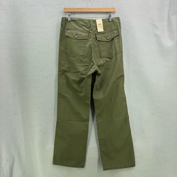 NWT LEVI'S RIBCAGE STRAIGHT ANKLE UTILITY PANTS GREEN JEANS MODERN SIZE 30