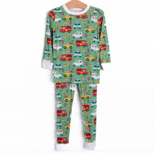 On the Way Rescue Bamboo Pajama Set, Green