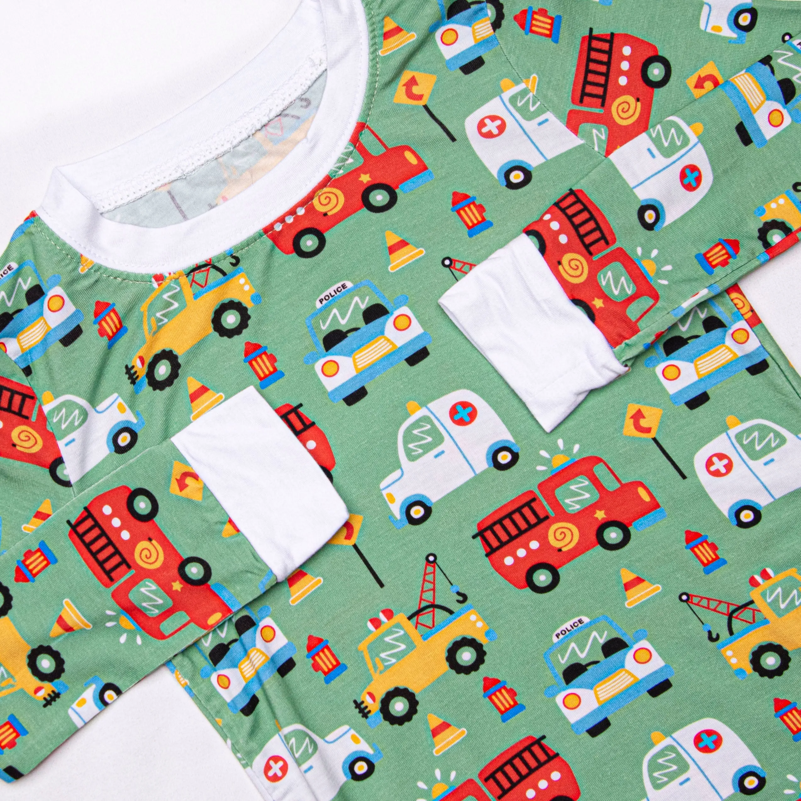 On the Way Rescue Bamboo Pajama Set, Green