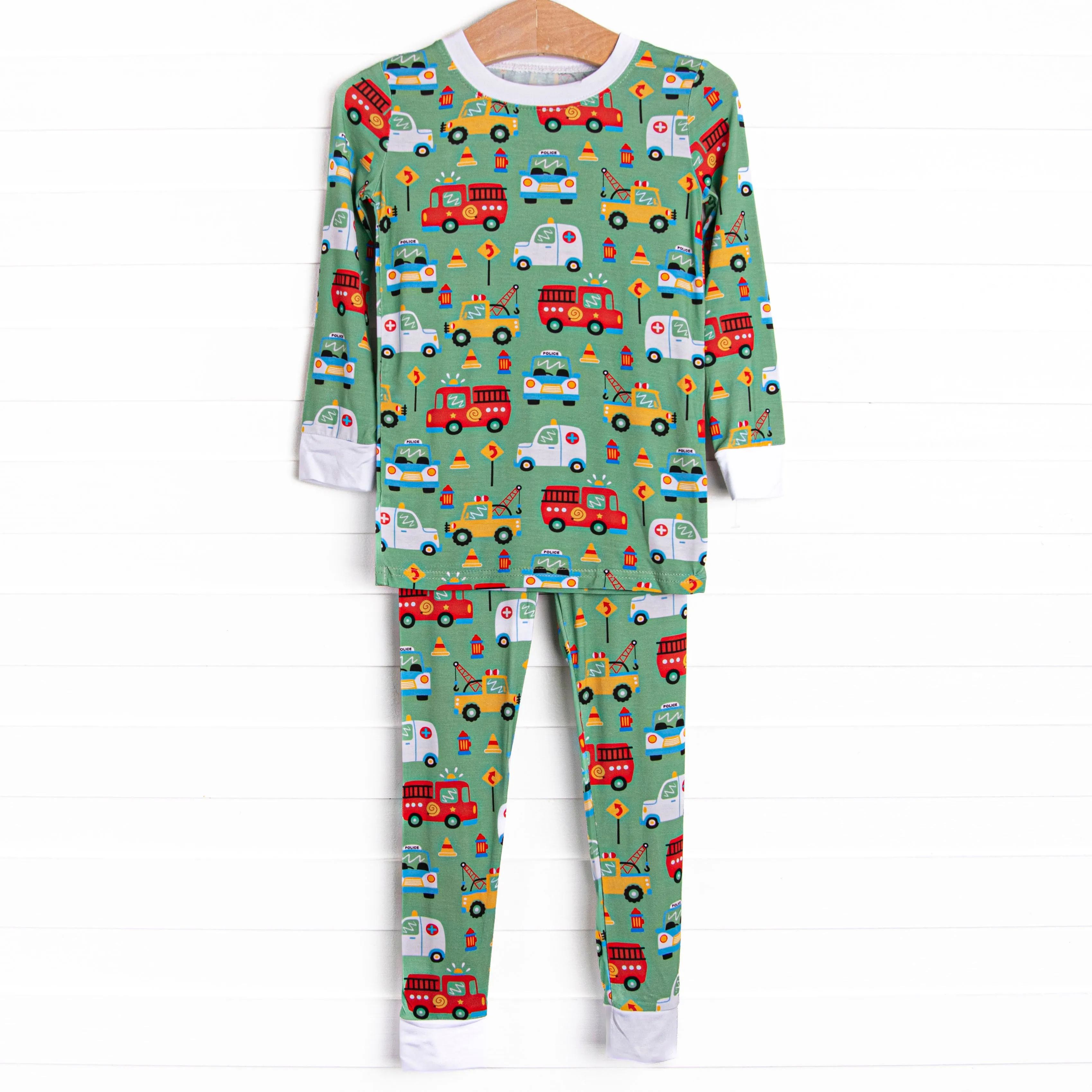 On the Way Rescue Bamboo Pajama Set, Green