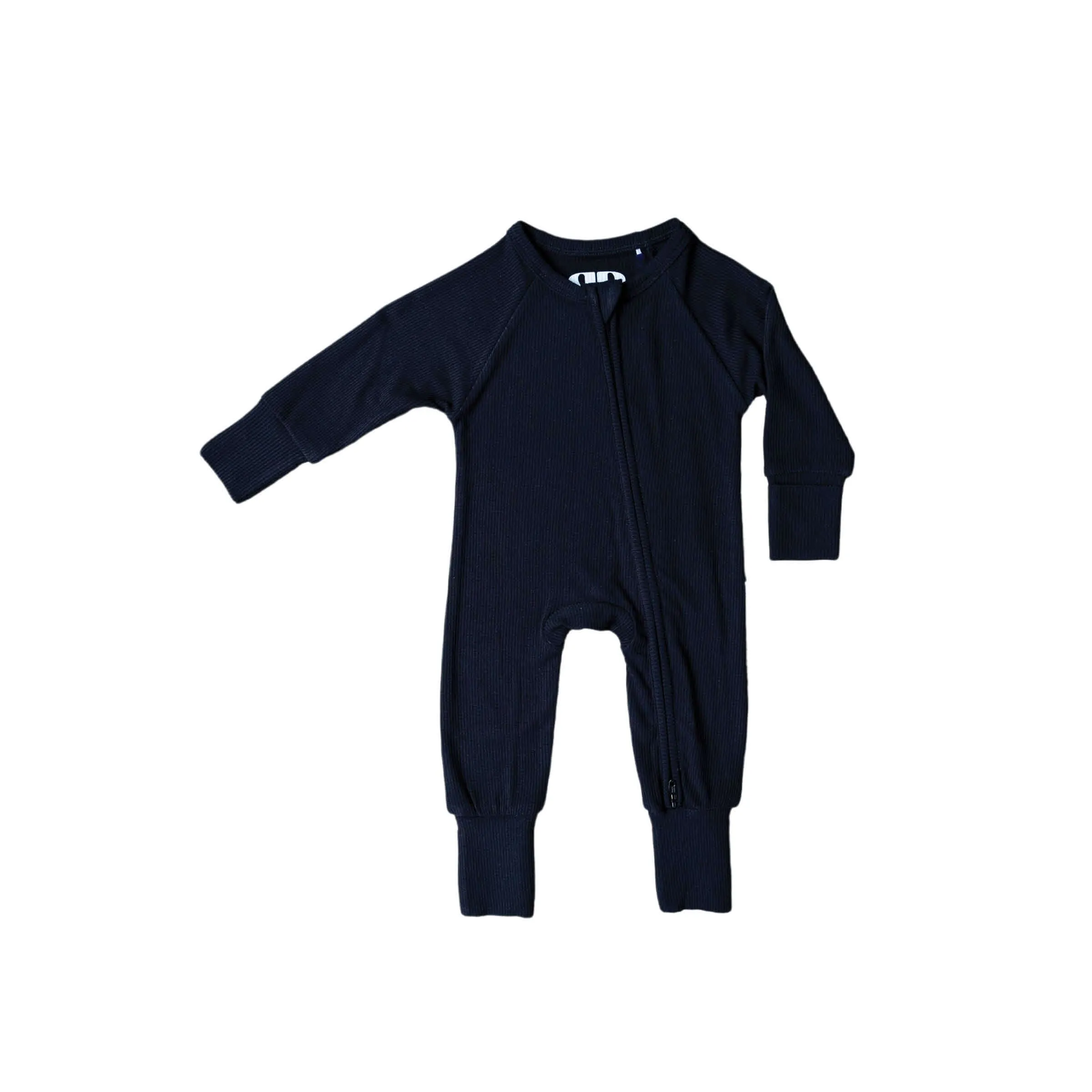 Onyx Ribbed | Bamboo Zip Romper