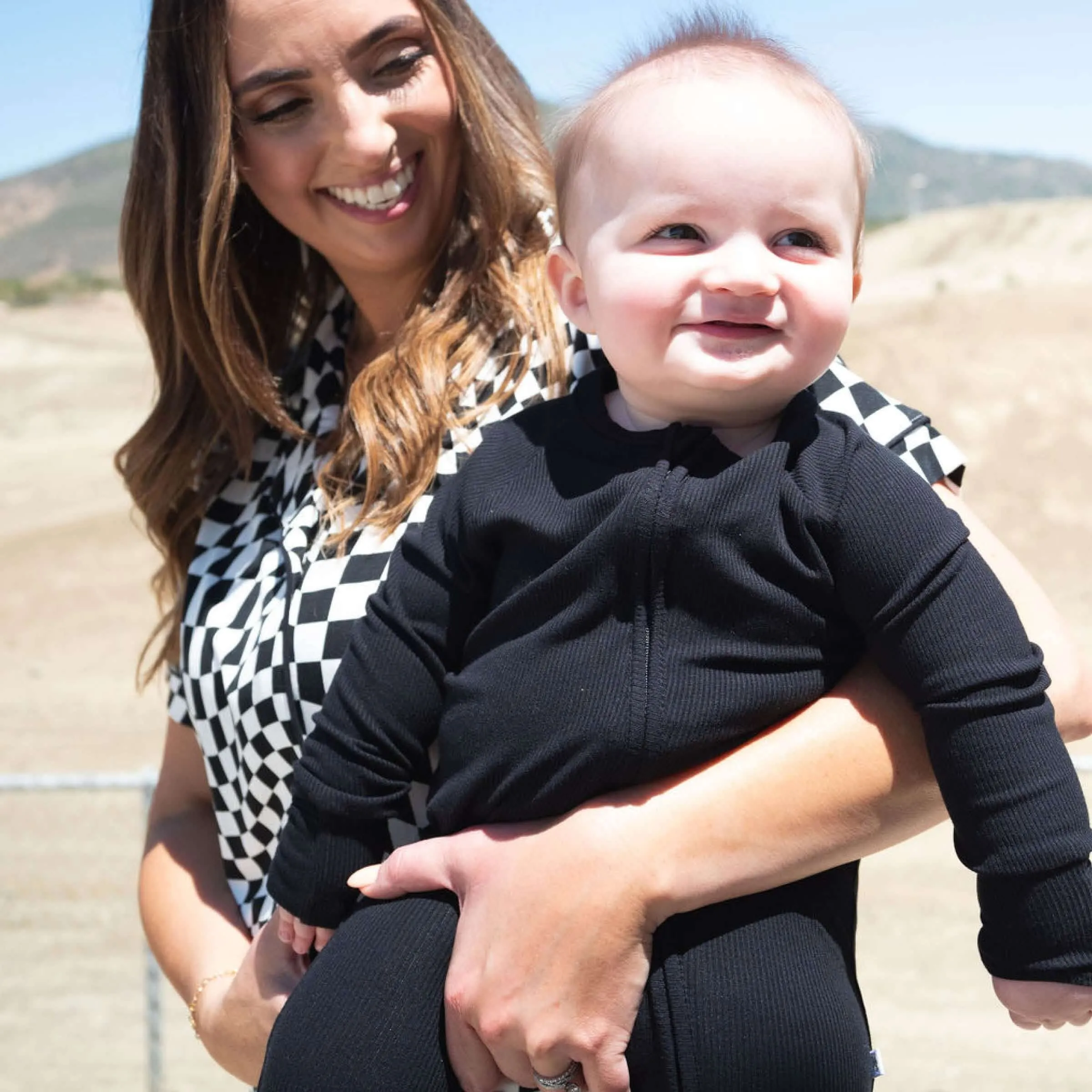 Onyx Ribbed | Bamboo Zip Romper