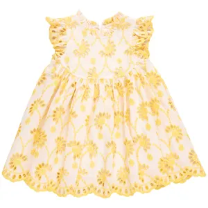 Pink Chicken || Girls Cynthia Dress - Bright Yellow Eyelet