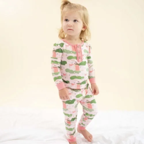 Pink Golf Glitter Bamboo Pajama Set