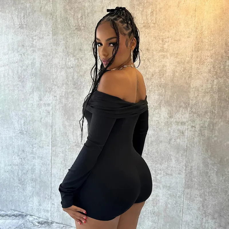 Playful Appeal Off-Shoulder Long-Sleeve Romper