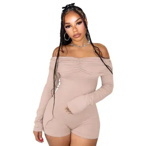 Playful Appeal Off-Shoulder Long-Sleeve Romper