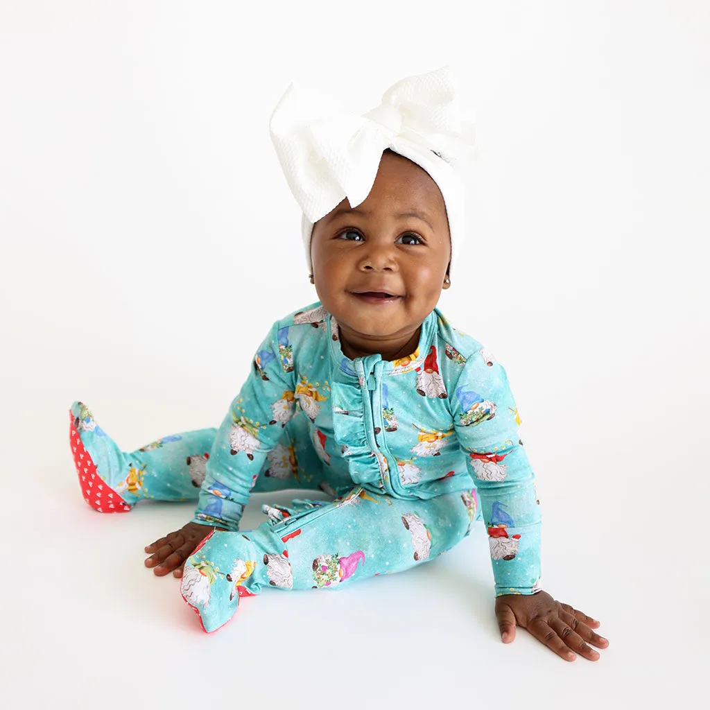 Posh Peanut Gnomey Ruffled Zippered Footie