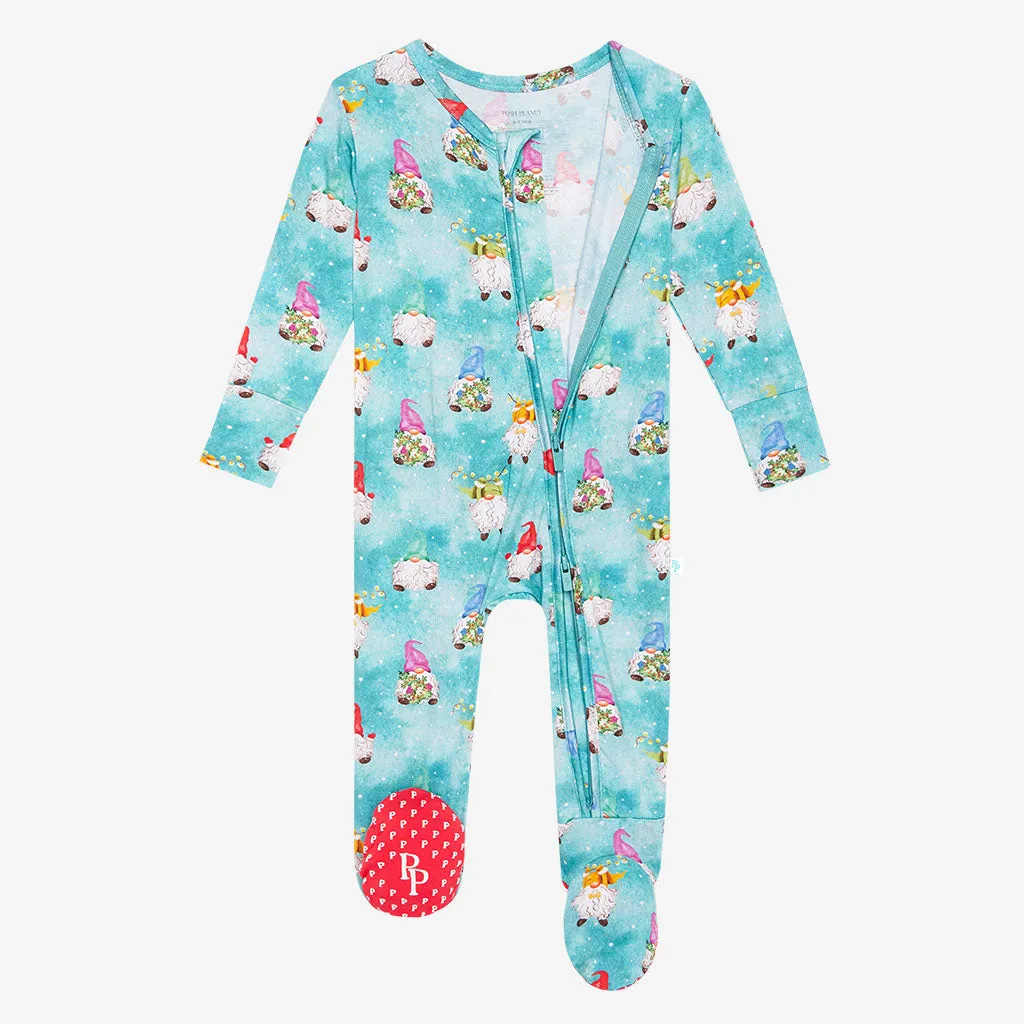 Posh Peanut Gnomey Ruffled Zippered Footie
