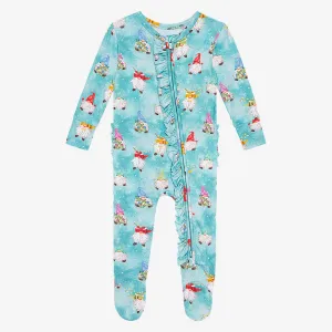 Posh Peanut Gnomey Ruffled Zippered Footie